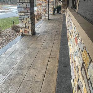 Concrete Entryway with Stamped Wood Plank Pattern