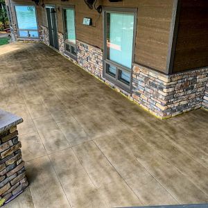 Stamped Concrete Patio with Wood Plank Pattern