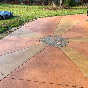 Concrete Patio with Stamping and Multiple Colors