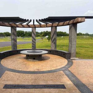 The Terrace at the Jensen Center Pergola and Concrete Fire Pit